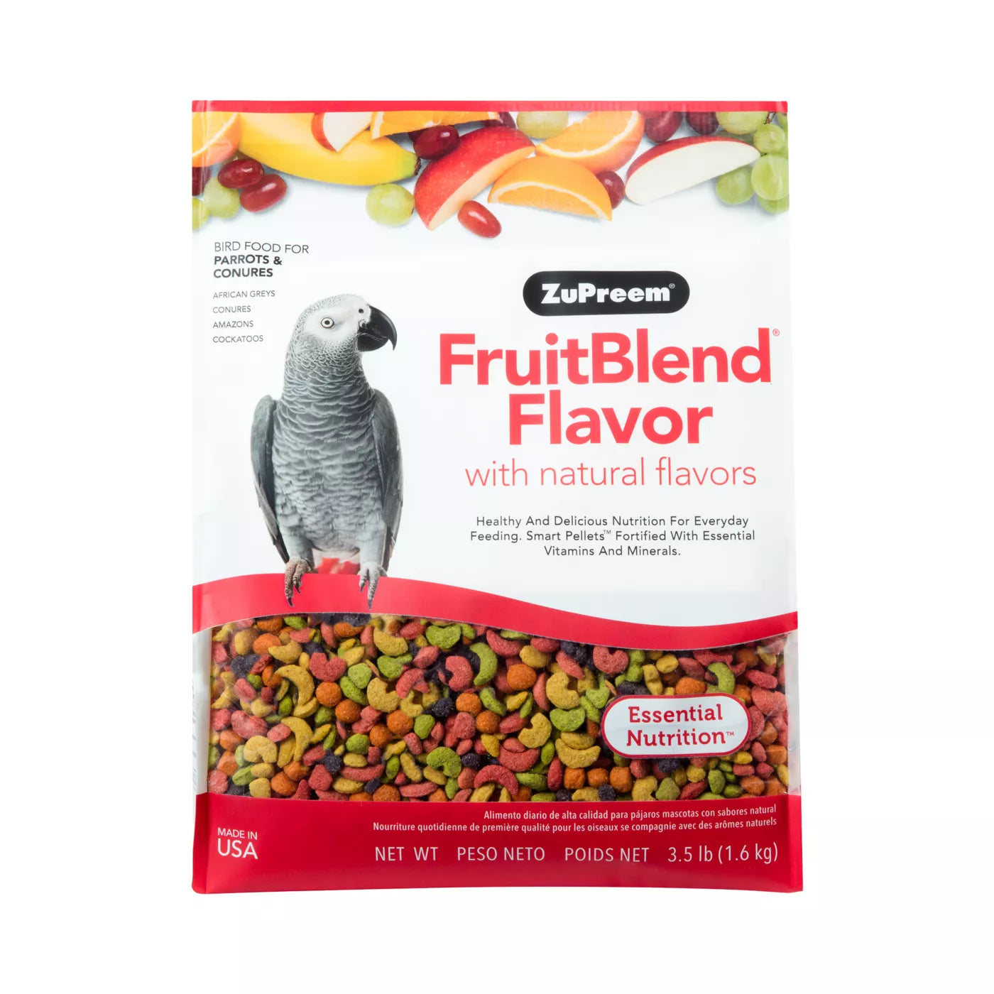 ZuPreem "Fruitblend" Food For Conure, Small Cockatoos & Other Medium To Large Parrot 2lbs