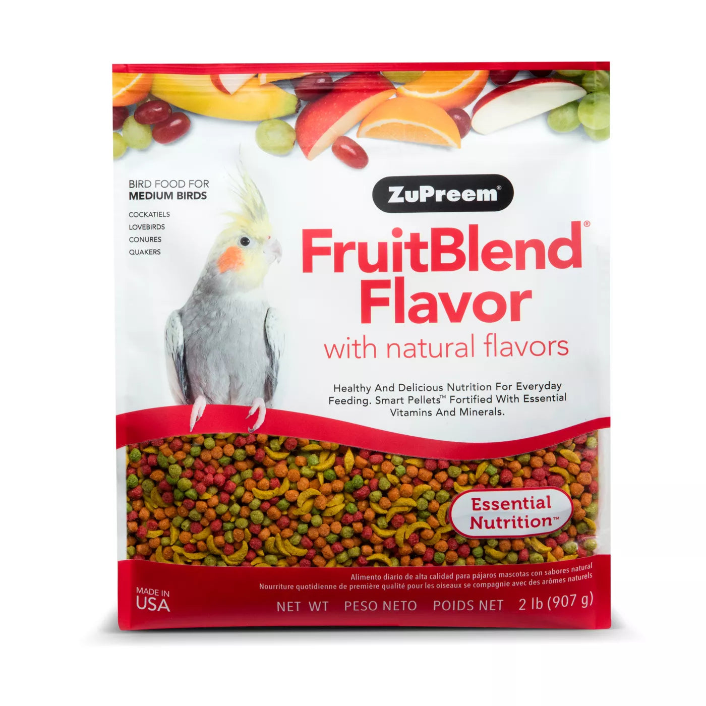 ZuPreem "Fruitblend" Food For Cockatiel, Lovebirds & Medium Birds 2lbs