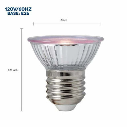 E26 base LED bulb with 2-inch diameter, ideal for bird cage lighting and accessories