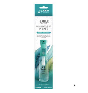 Packaging of a feather mister with HARI branding on a white background