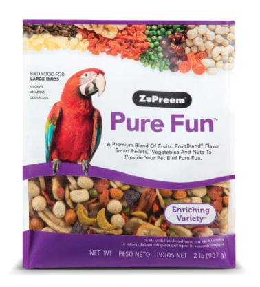 ZuPreem "Pure Fun" Food For Macaws, Parrots, Cockatoos & Other Large Birds 2lbs
