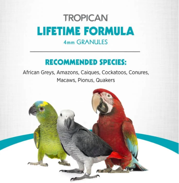 Tropican 鹦鹉终身配方颗粒粮 - 4 毫米颗粒