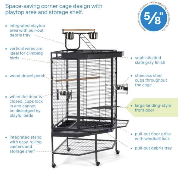 Prevue Corner Cage with Playtop