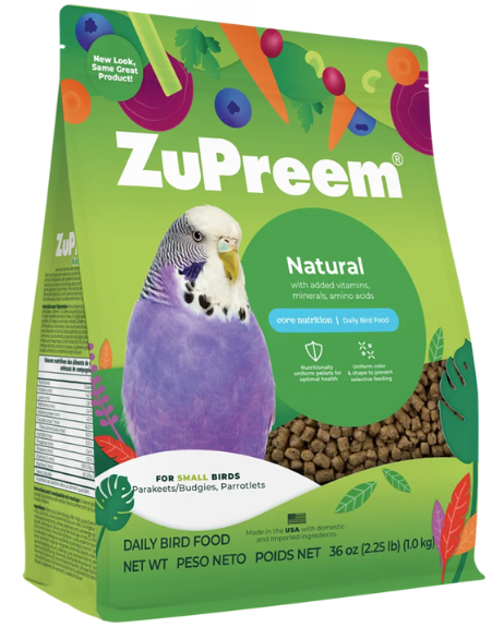 ZuPreem "Natural" Food For Parakeets, Canaries, Finches & Other Small Birds 2.5lbs