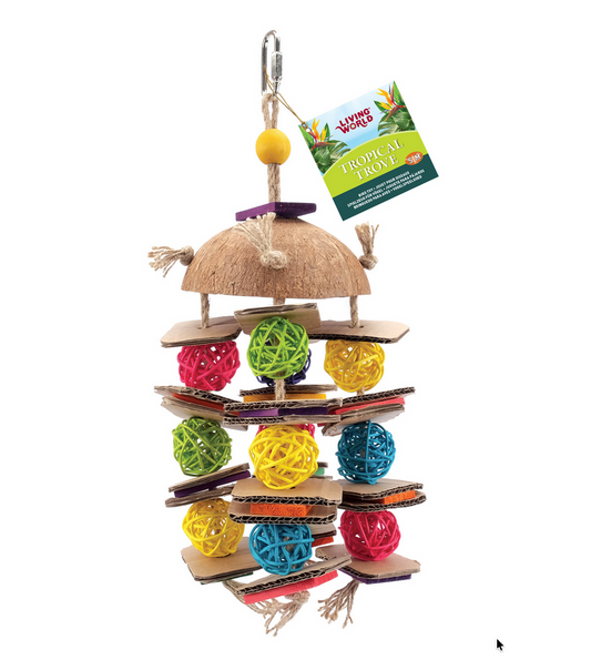 Living World Tropical Trove Coconut with Wicker Balls Bird Toy