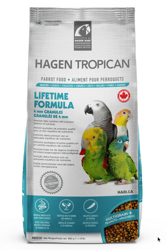 Tropican 鹦鹉终身配方颗粒粮 - 4 毫米颗粒