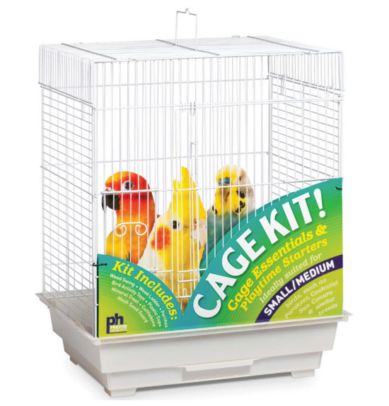 Square Top Bird Cage Kit - White