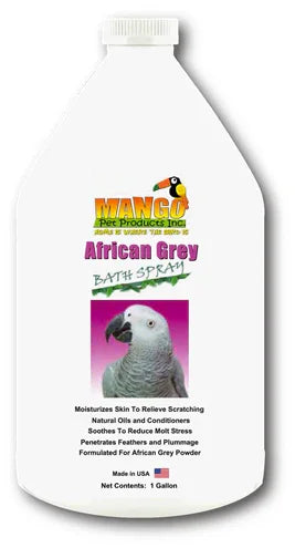 African Grey Bath Spray with natural oils for feather care and skin soothing, 1-gallon bottle