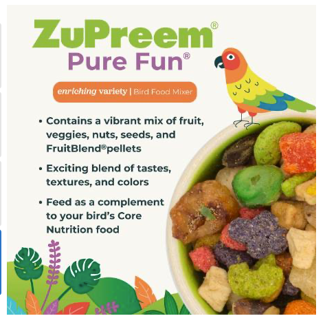 ZuPreem "Pure Fun" Food For Macaws, Parrots, Cockatoos & Other Large Birds 2lbs