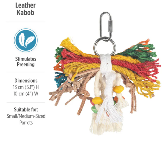 HARI Smart Play Enrichment Parrot Toy - Leather Kabob