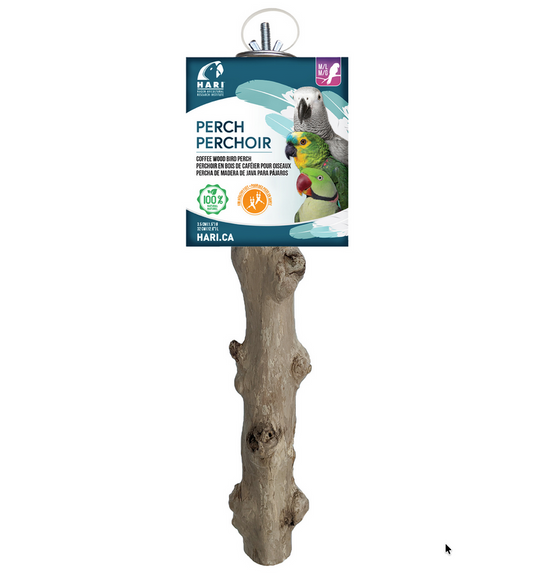 HARI Coffee Wood Bird Perch, Suitable for Medium - Large sized parrots