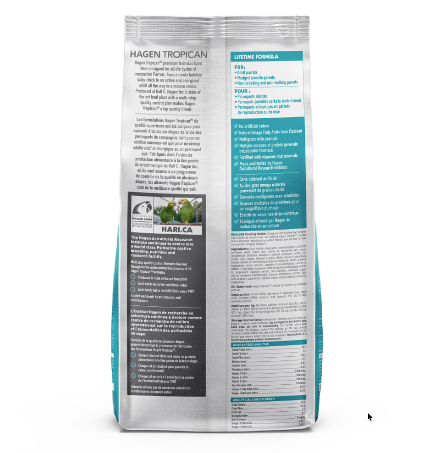 Hari Tropican Lifetime Formula Parrot Food Sticks - 1.5kg (3.3lb)