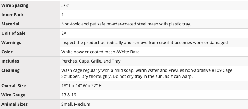 Square Top Bird Cage Kit - White