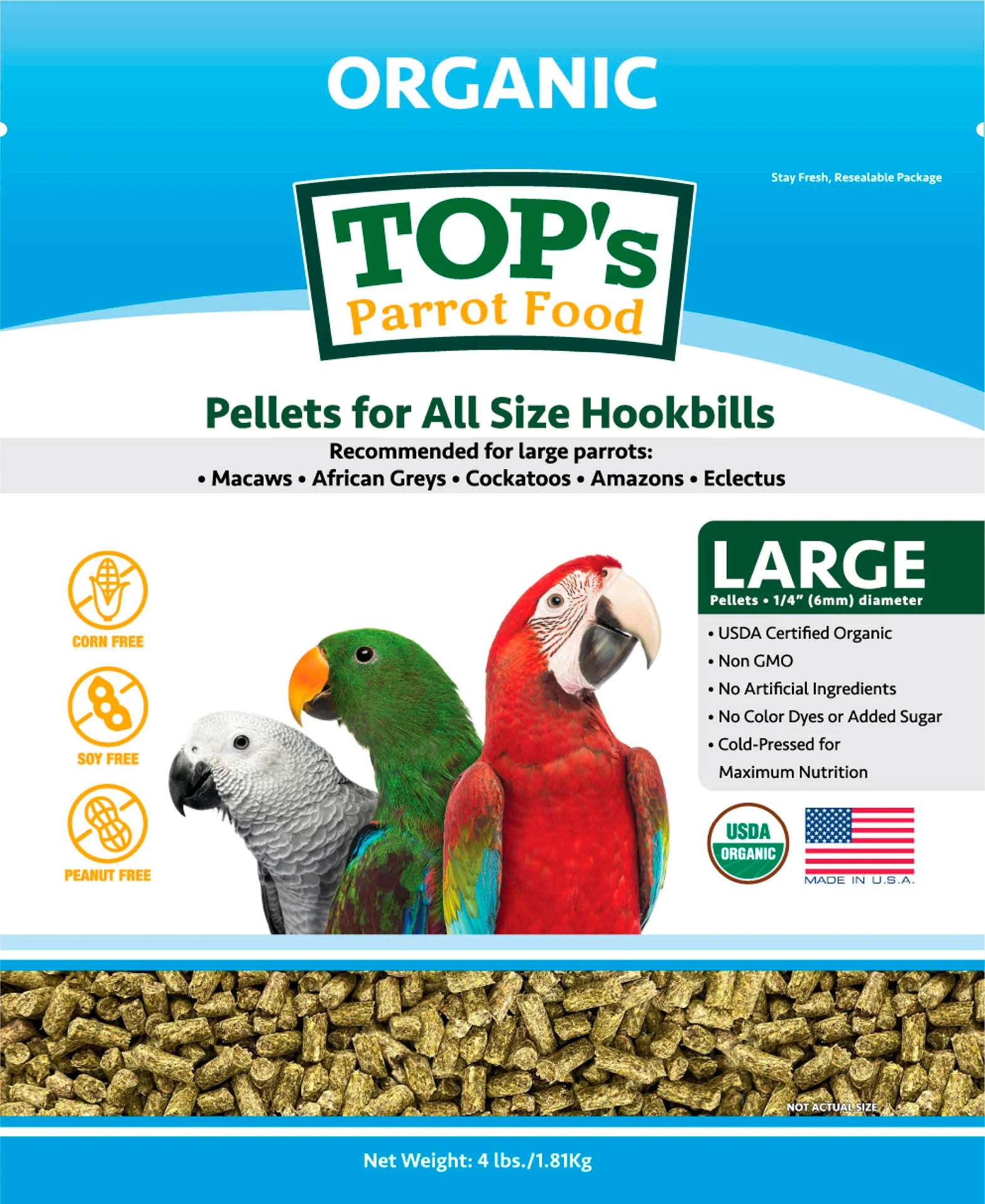 TOP's Parrot Food Large Pellets