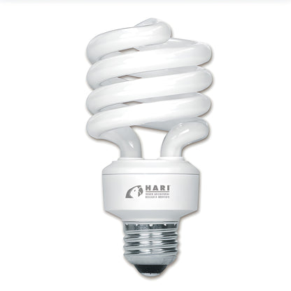 HARI spiral CFL bulb for bird habitats, providing full-spectrum lighting for avian health and well-being
